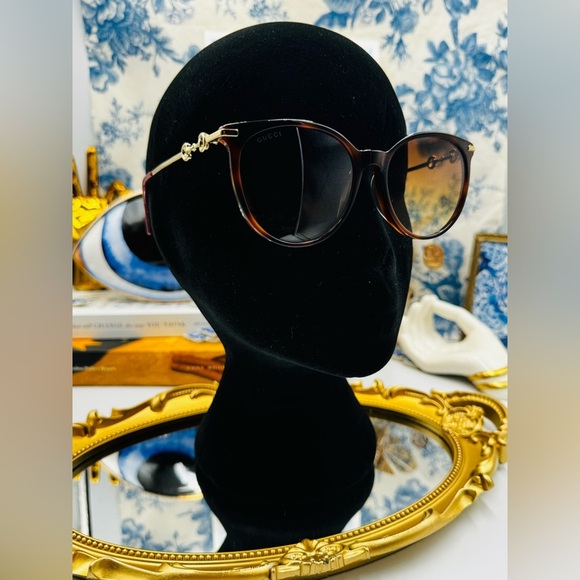 🆕 GUCCI 🧿 NWOT GG0885SA002 Acetate Cat Eye Horsebit Sunglasses, Brown Gradient - Picture 3 of 15